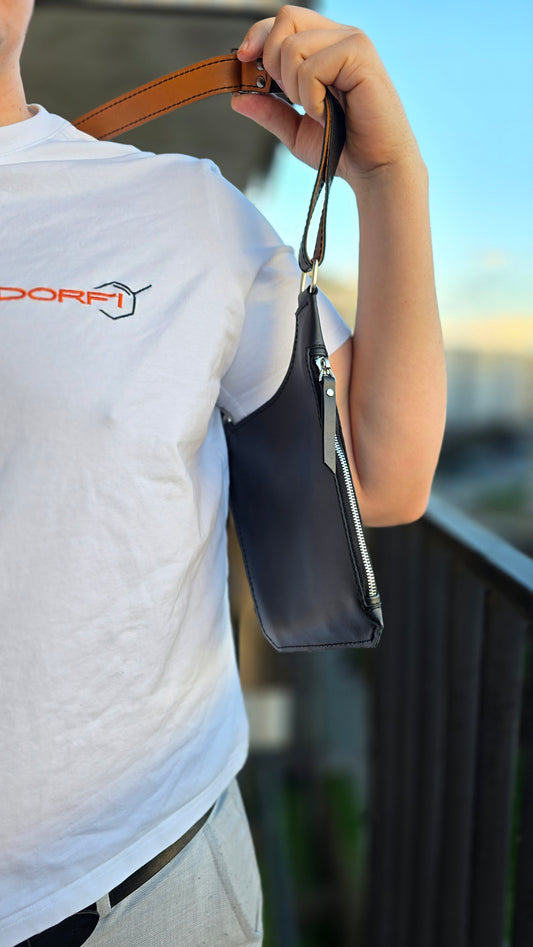 Kabura ze skóry Santana z paskami ze skóry premium