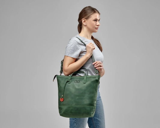 Skórzany Plecak Konwertowalny zielony