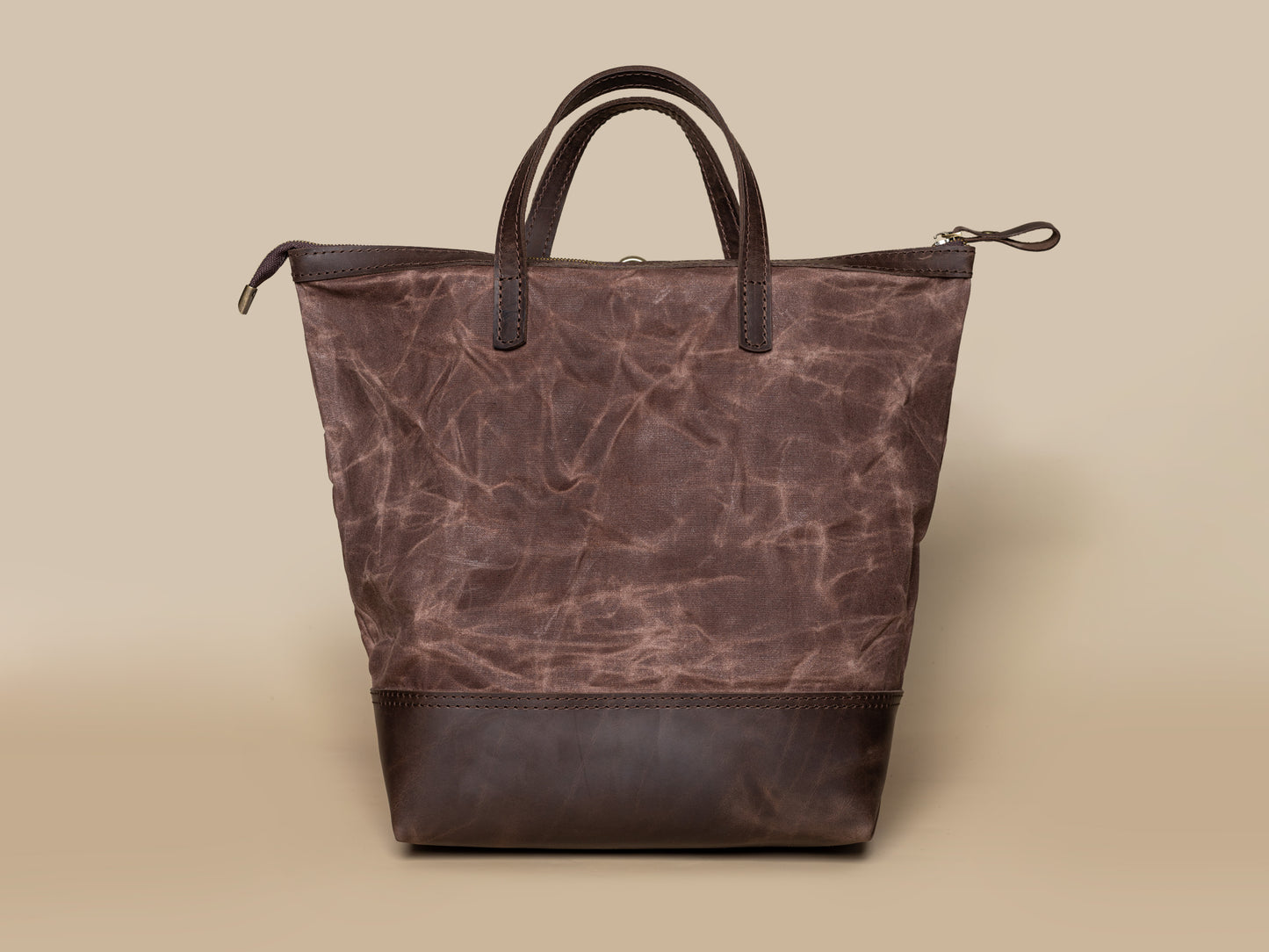 Brown Shopping Bag - Backpack Canvas + Leather