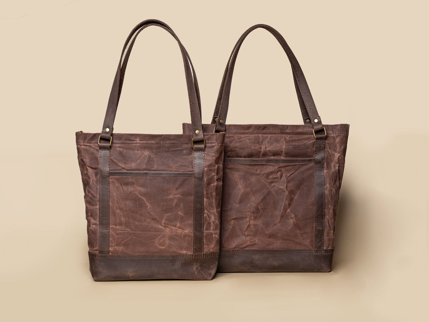 Dark Brown Canvas + Leather Shopping Bag