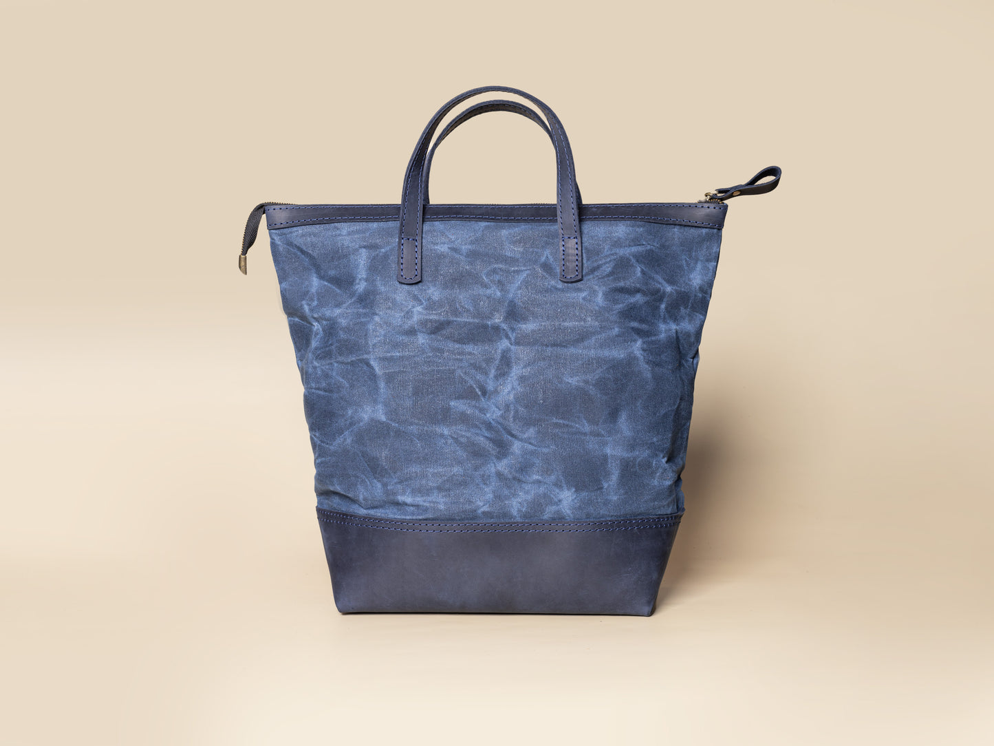 Blue Shopping Bag - Backpack Canvas + Leather