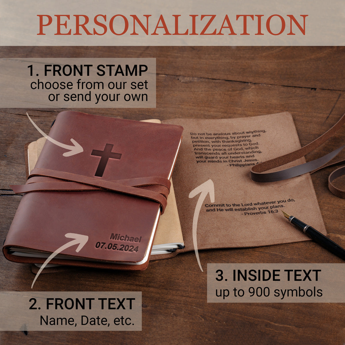 Personalized Leather Christian Journal