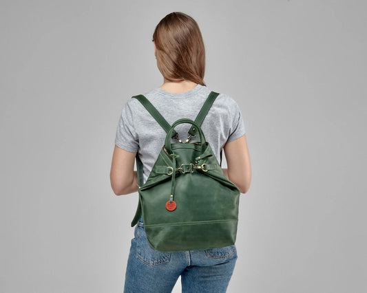 Skórzany Plecak Konwertowalny zielony