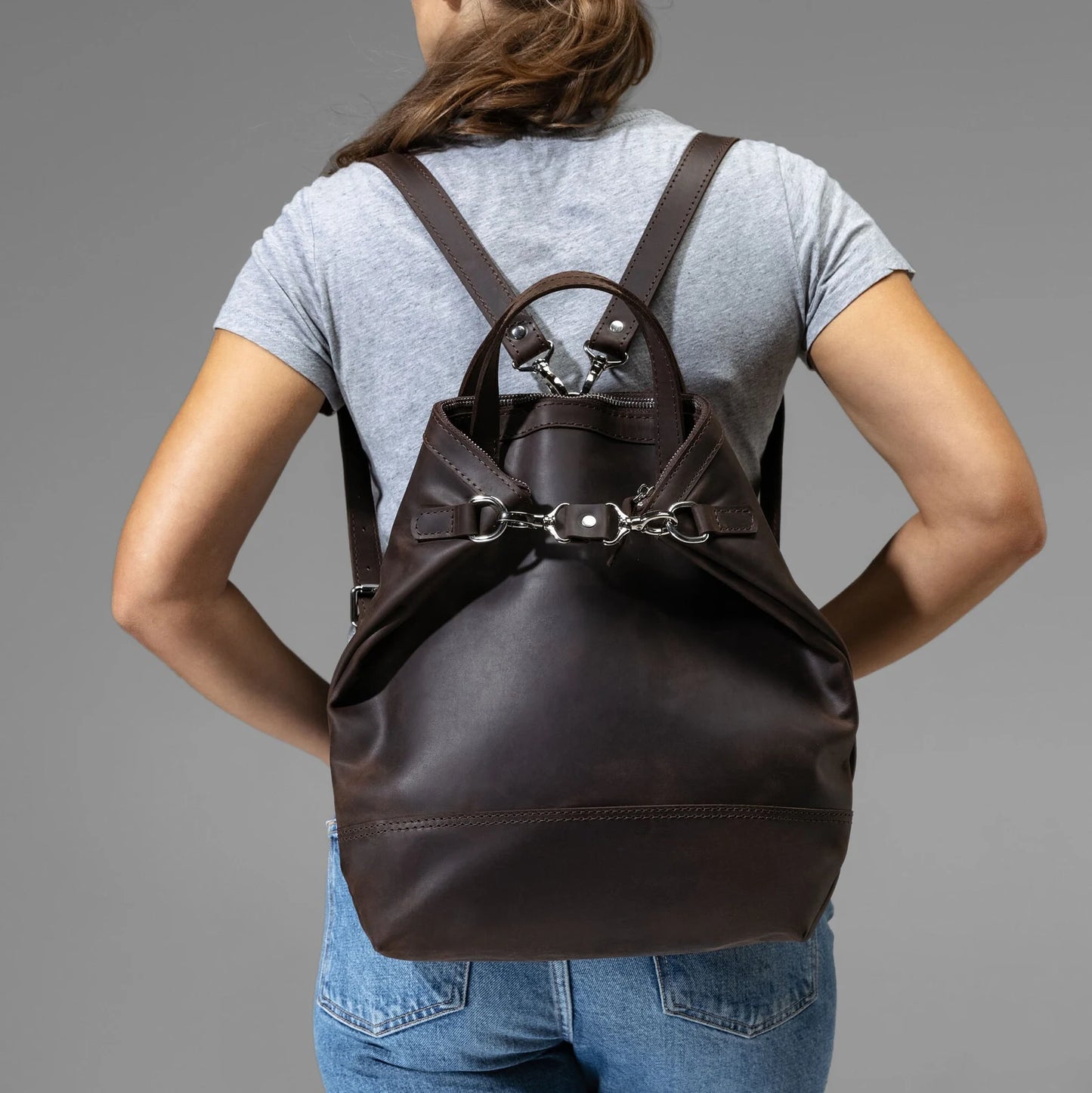 Skórzany Plecak Konwertowalny Brązowy