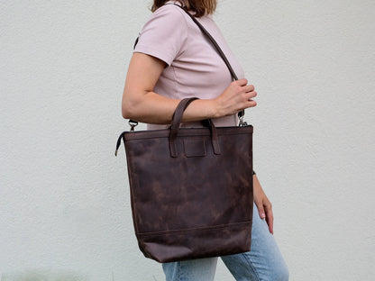 Skórzany Plecak Konwertowalny Brązowy