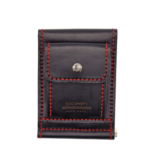 Wallet / Money clip made of genuine leather black and red | Dorfi