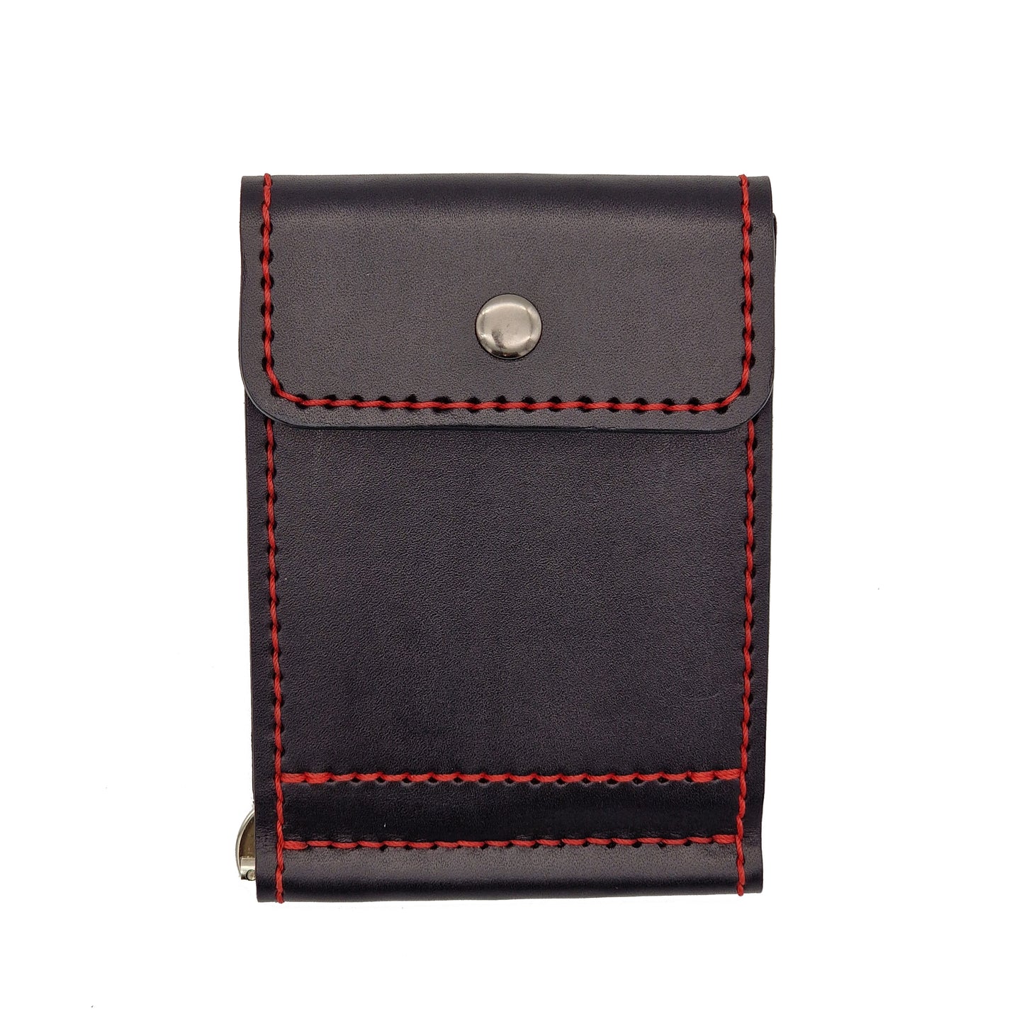 Wallet / Money clip made of genuine leather black and red | Dorfi