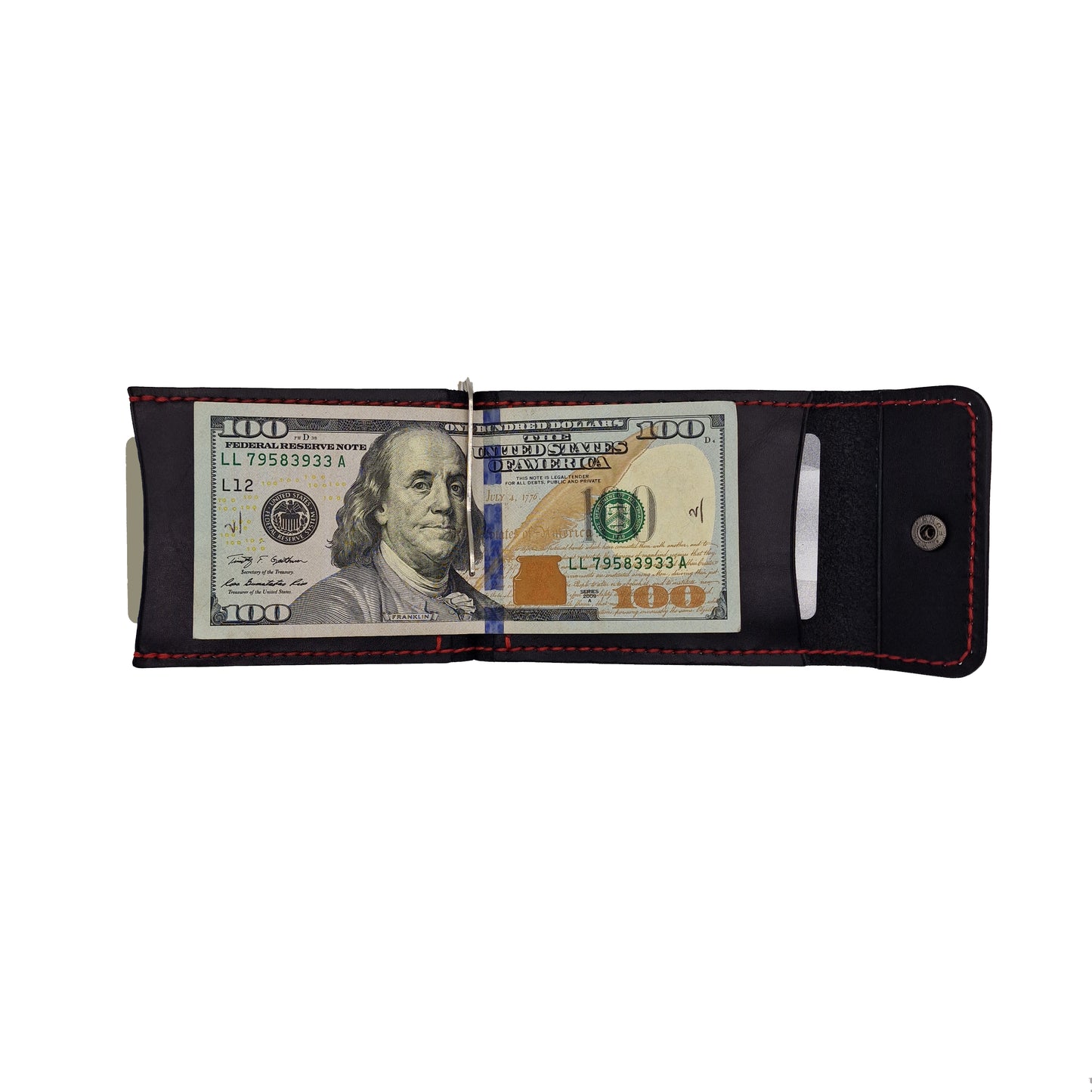 Wallet / Money clip made of genuine leather black and red | Dorfi