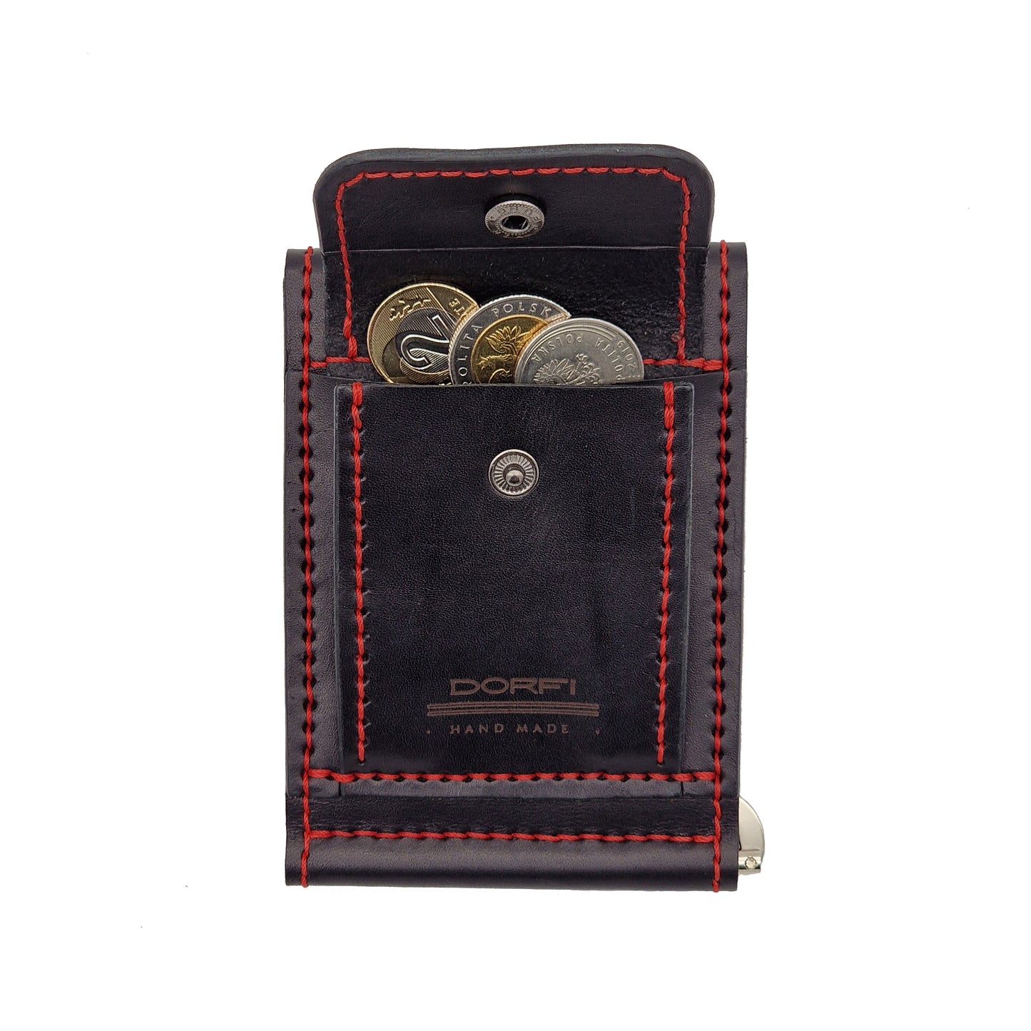 Wallet / Money clip made of genuine leather black and red | Dorfi