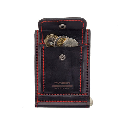 Wallet / Money clip made of genuine leather black and red | Dorfi